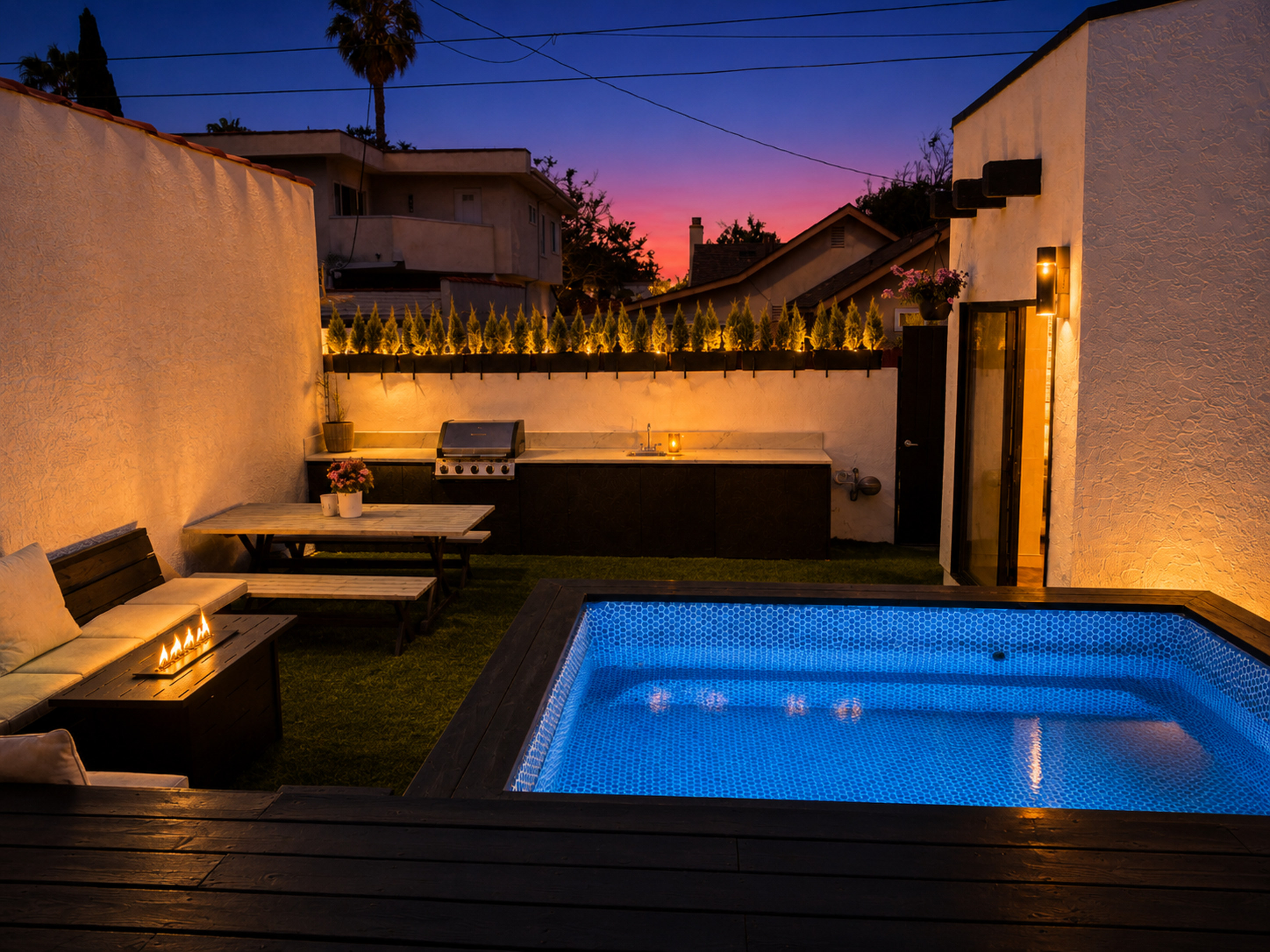 Plunge pool and backyard lounge
